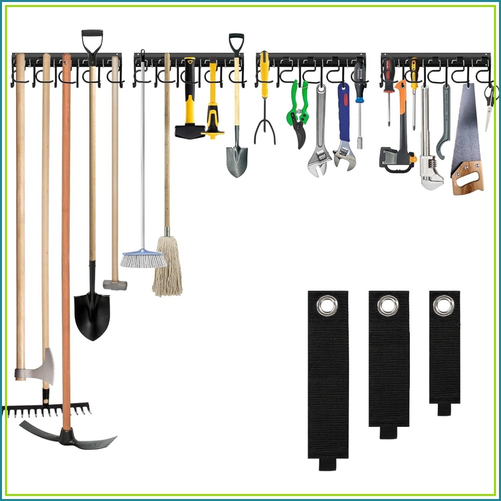 Gardening Yard Tools - Metal Garage Tool Organizer Wall Mount,