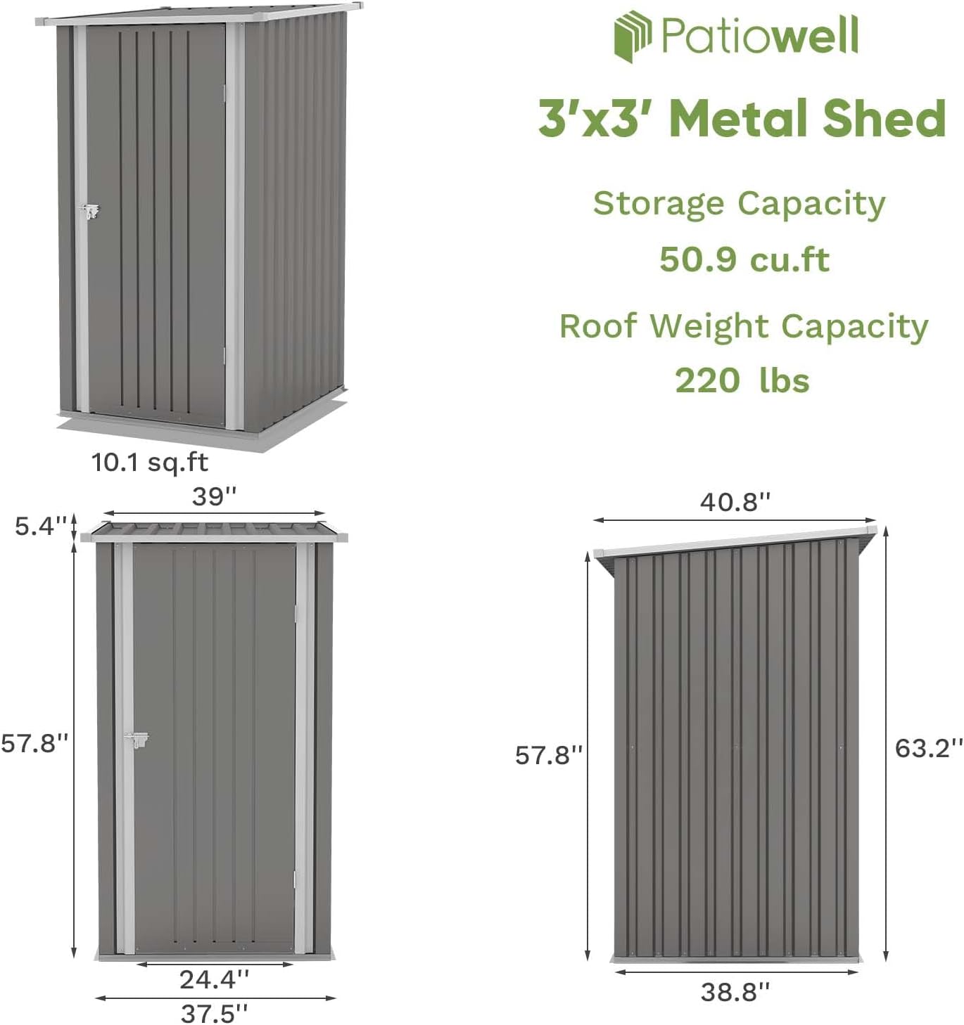 3 x 3 FT Outdoor Storage Shed, - Gardening Tools On Sale ulasan dan harga